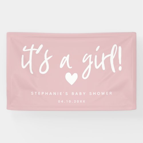 its a girl Modern Pink Baby Shower Banner
