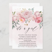 Its a girl Modern Pink Blush Floral Baby Shower Invitation