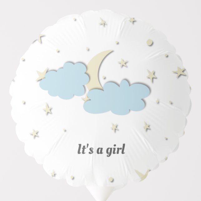It's a Girl Moon Baby Shower Balloon (Front)