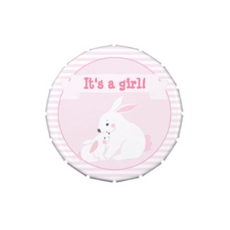 It's a girl  Mother & Baby Girl Bunny Baby Shower Jelly Belly Candy Tin
