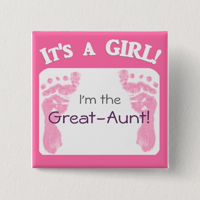 It's a Girl! New Baby Button for Relatives (Front)