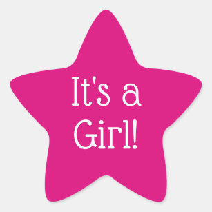 Its a Girl Newborn Pink Star Sticker