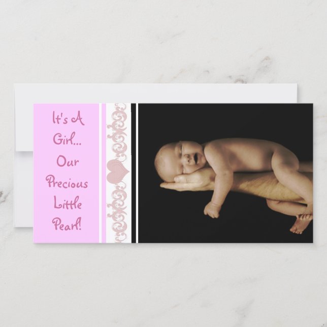 It's A Girl... Our Precious Little Pearl Announcement (Front)