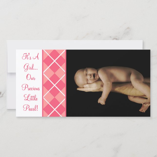 It's A Girl... Our Precious Little Pearl Announcement (Front)
