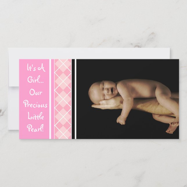 It's A Girl... Our Precious Little Pearl Announcement (Front)