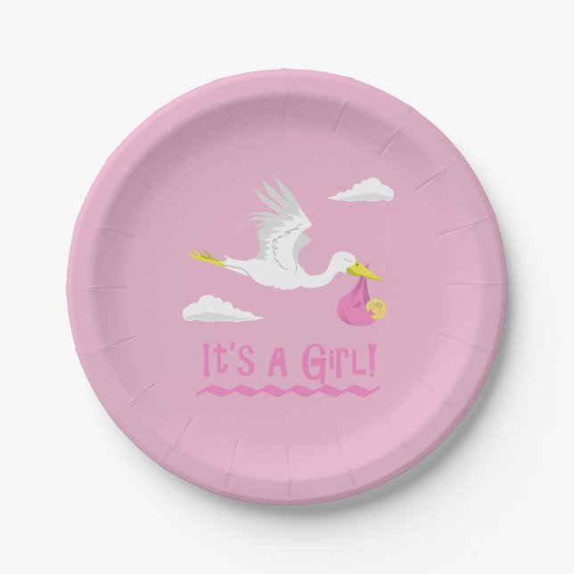 It's a Girl! Paper Plates (Front)