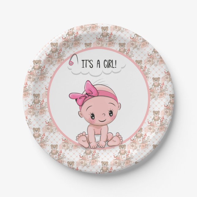 It's A Girl Paper Plates (Front)