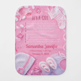 "It's a Girl" Personalized Burp Cloth