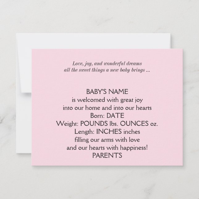 It's a Girl Photo Baby Announcement (Front)