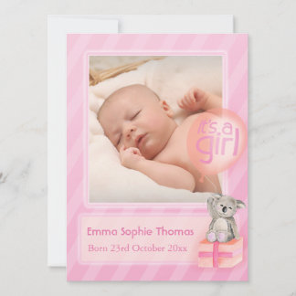 It's a girl photo newborn baby announcement card