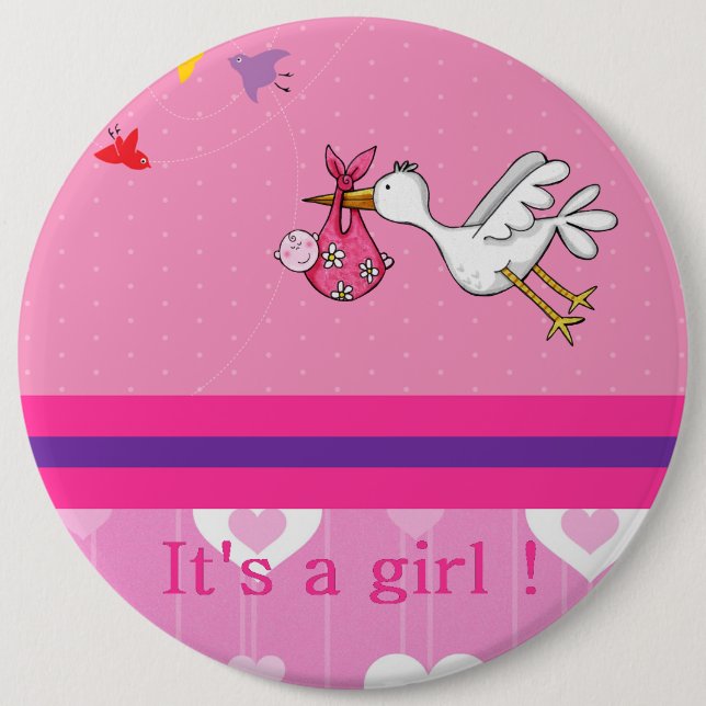 It's a girl ! pinback button (Front)