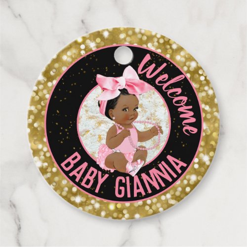 Its a Girl Pink and Gold Glitter Elegant  Favor Tags