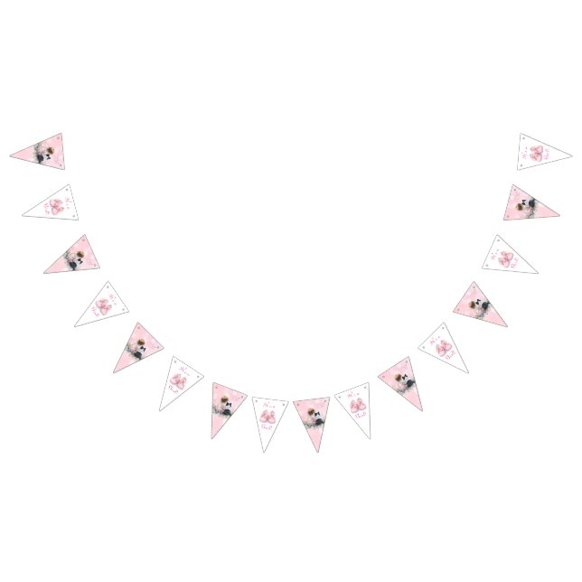 It's a Girl | Pink Baby and Puppy Baby Shower Bunting Flags (All)
