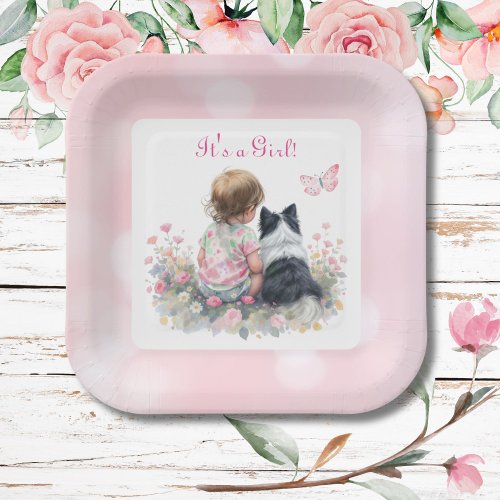 It's a Girl | Pink Baby and Puppy Baby Shower