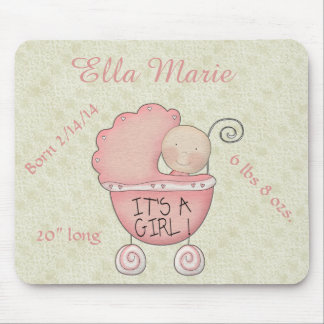 It's a girl! Pink Baby Carriage Mouse Pad