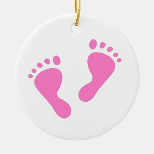 Its a Girl _ Pink Baby Feet Ceramic Ornament