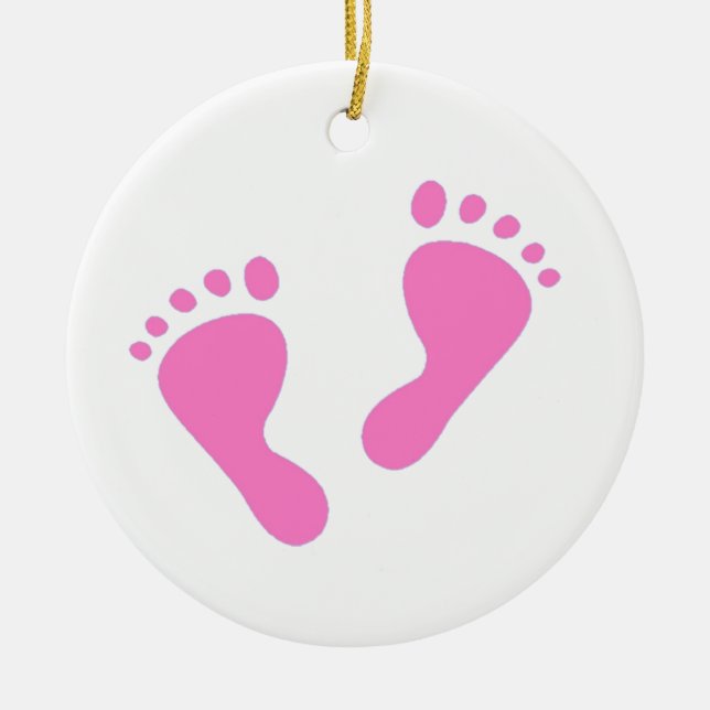 It's a Girl - Pink Baby Feet Ceramic Ornament (Front)