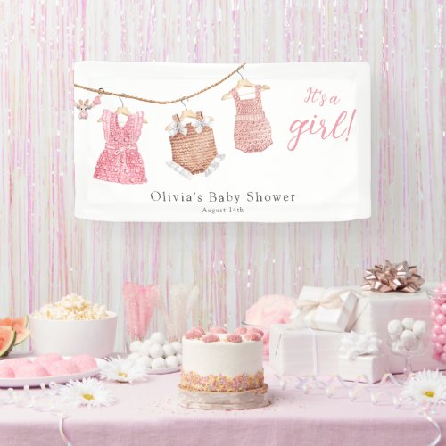 Its a Girl Pink Baby Shower Banner