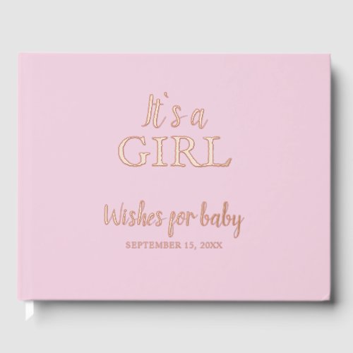 Its a girl Pink Baby Shower Gold Foil Foil Guest Book