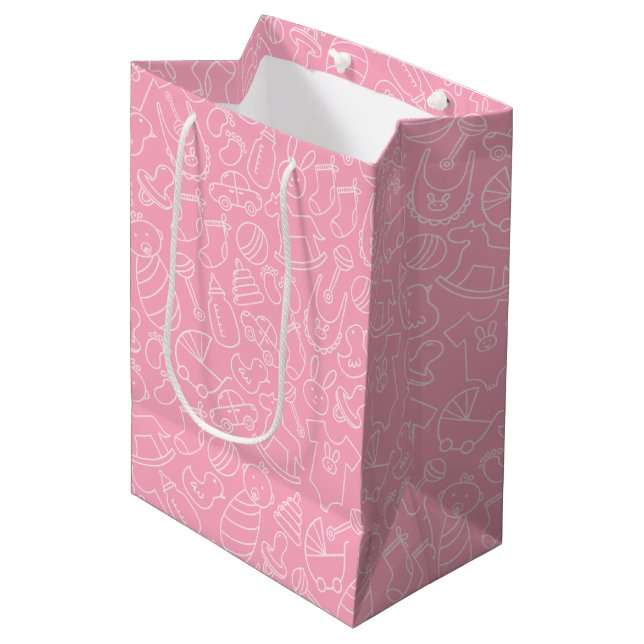 It's a Girl Pink Baby Shower Medium Gift Bag (Front Angled)