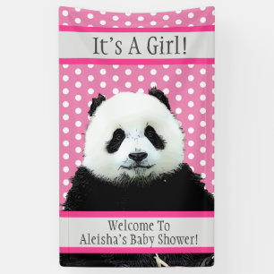 It's a Girl Pink Baby Shower Panda Bear Cute Banner