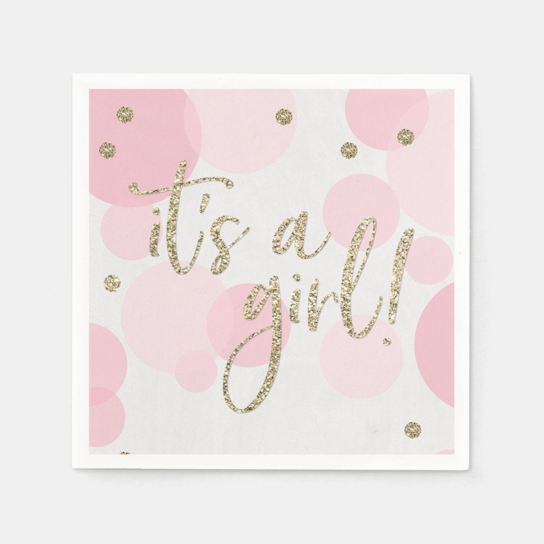 It's a Girl Pink Baby Shower Paper Napkin Zazzle