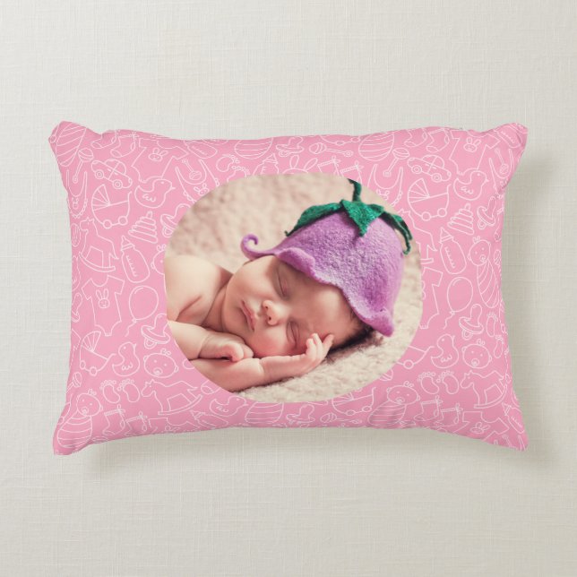 It's a Girl Pink Baby Shower Personalized Image Accent Pillow (Front)