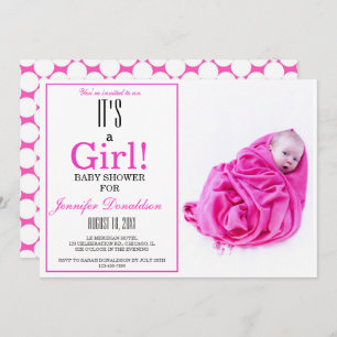 It's a Girl! Pink Baby Shower Photo Invitation