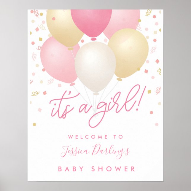 It's a Girl Pink Baby Shower Welcome Poster (Front)