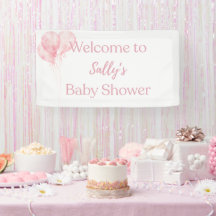 It's A Girl Pink Balloons Baby Shower Welcome