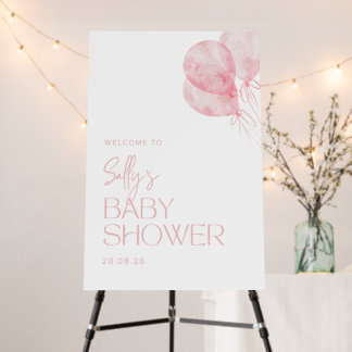 It's A Girl Pink Balloons Baby Shower Welcome Sign