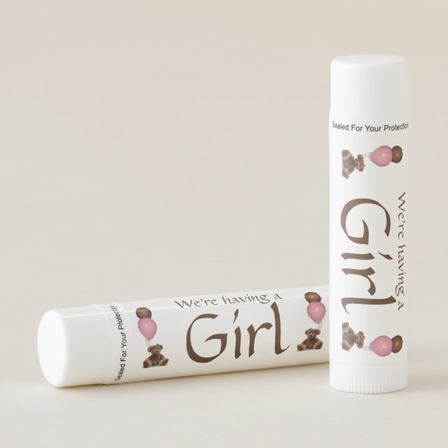 It's a Girl Pink Balloons Teddy Bears Lip Balm (Front)