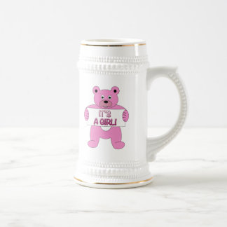 It's A Girl Pink Bear Beer Stein