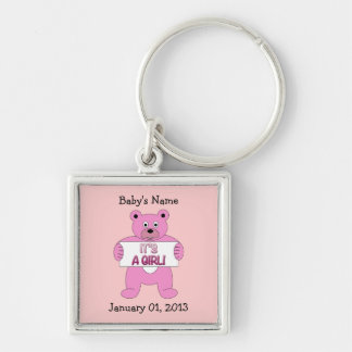 It's A Girl Pink Bear Keychain