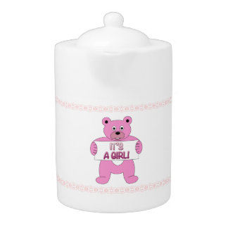 It's A Girl Pink Bear Teapot