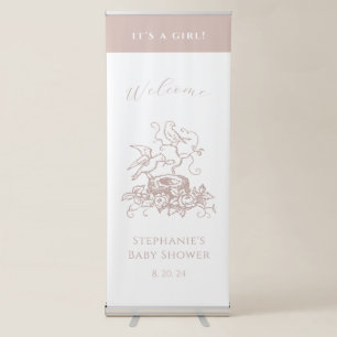 It's a Girl Pink Bird Nest Retractable Banner