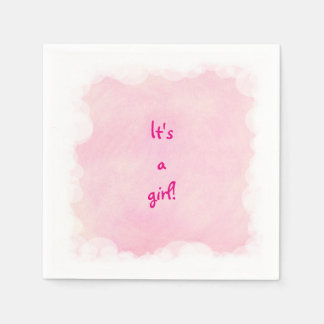 Its a girl pink blends white clouds bubbles napkin