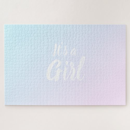 Its a Girl pink blue gradient gender reveal  Jigsaw Puzzle