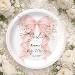 It's a Girl Pink Bow Coquette Ribbon Baby Shower Paper Plates<br><div class="desc">It's a Girl Pink Bow Coquette Ribbon Baby Shower Paper Plates. Matching items available.</div>
