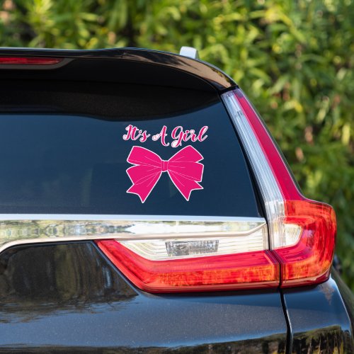 Its A Girl Pink Bow Personalized Sticker