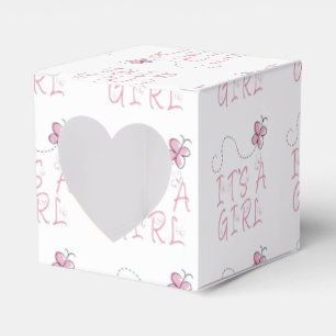 It's A Girl Pink Butterfly Favor Boxes