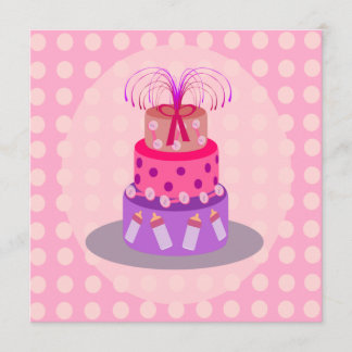 It's A Girl Pink Cake Baby Shower Invitations