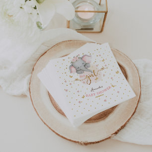 It's a Girl Pink Elephant Baby Girl Shower Napkins