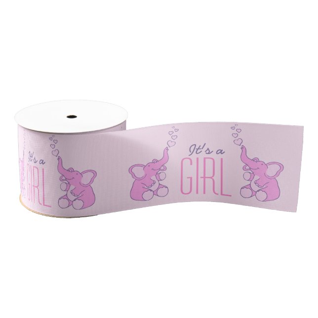 It's a girl pink elephants blowing bubbles grosgrain ribbon (Spool)