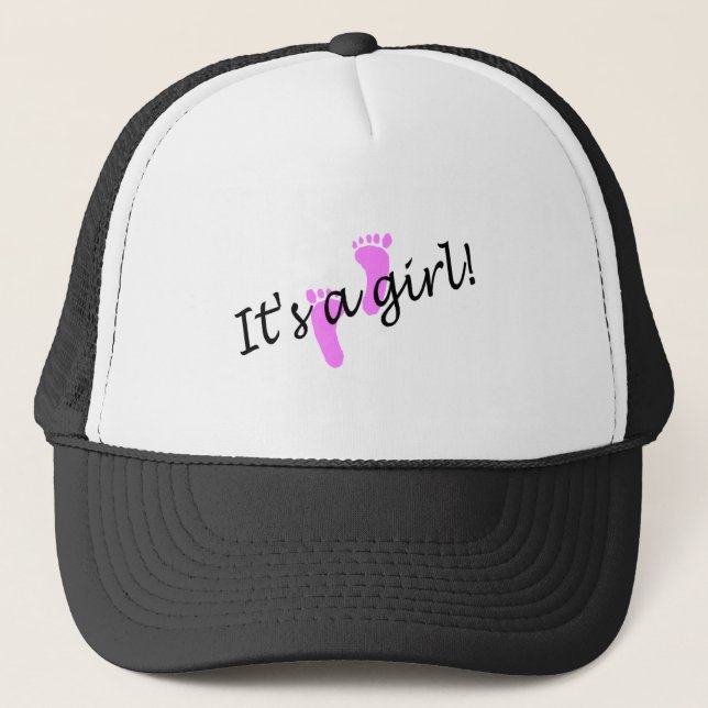 It's A Girl (Pink Feet) Trucker Hat (Front)