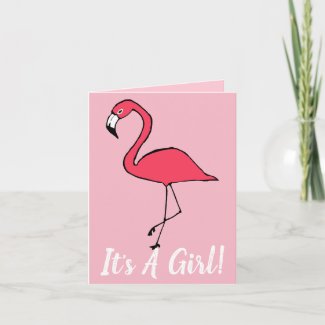 It's a Girl Pink Flamingo Baby Shower Invitations