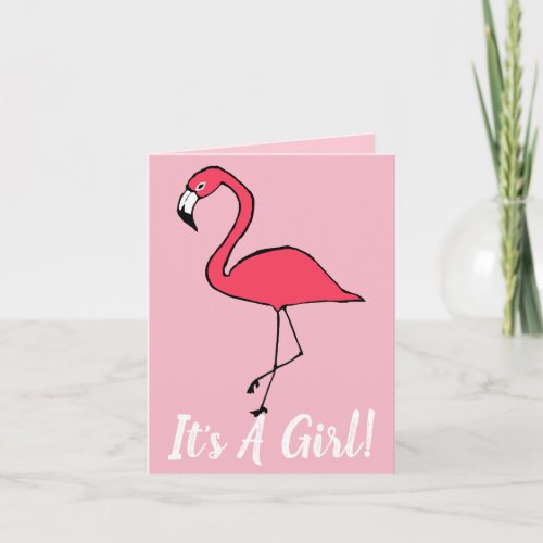 Its a Girl Pink Flamingo Baby Shower Invitations