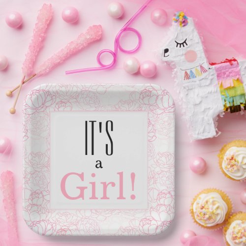 It's a Girl Pink Floral Baby Shower 