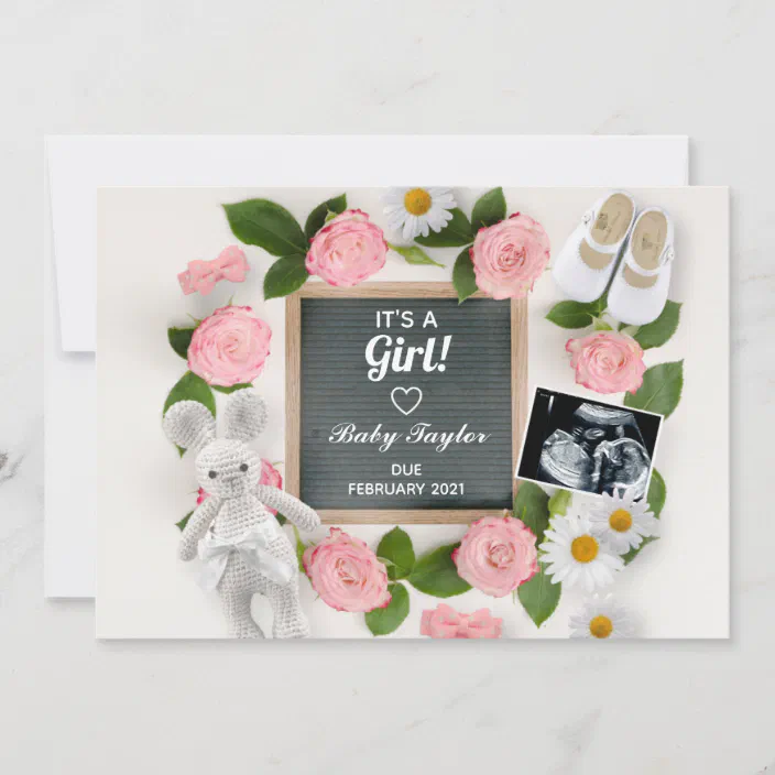 Download It S A Girl Pink Floral Letter Board Pregnancy Announcement Zazzle Com