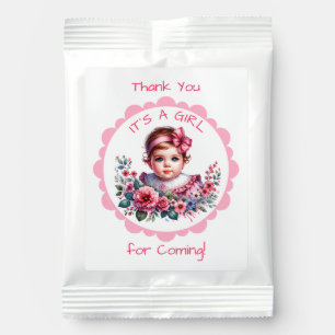 It's a Girl Pink Floral Vintage Baby Shower Lemonade Drink Mix